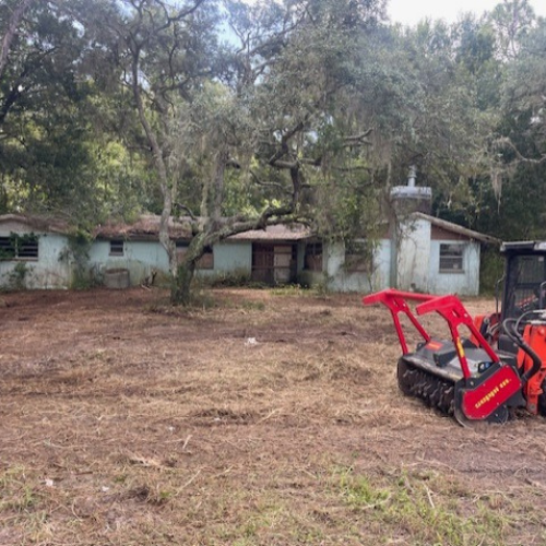 A forestry mulcher in action.