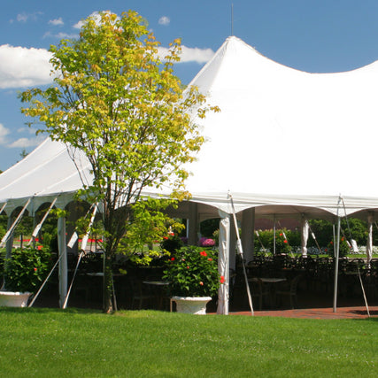 Party & EventA white party tent setup outdoors on a clear day.
