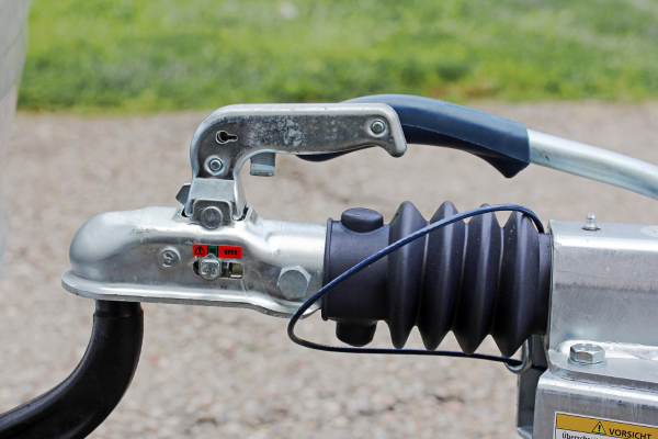 A close-up of a trailer hitch.