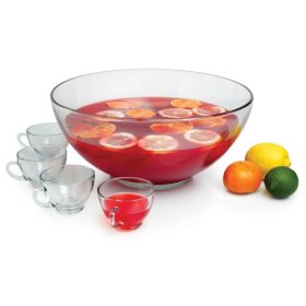 Glass punch bowl